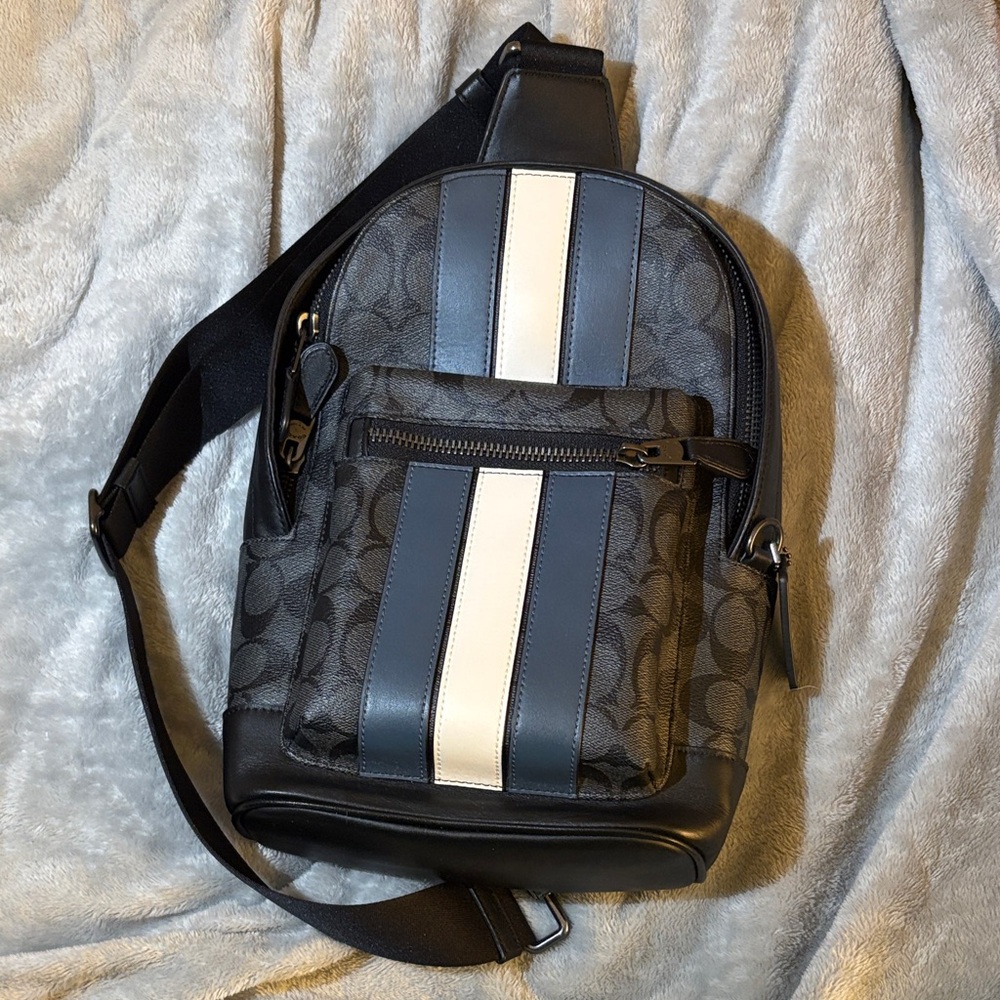 Stylish Coach Black and Gray Sling Bag